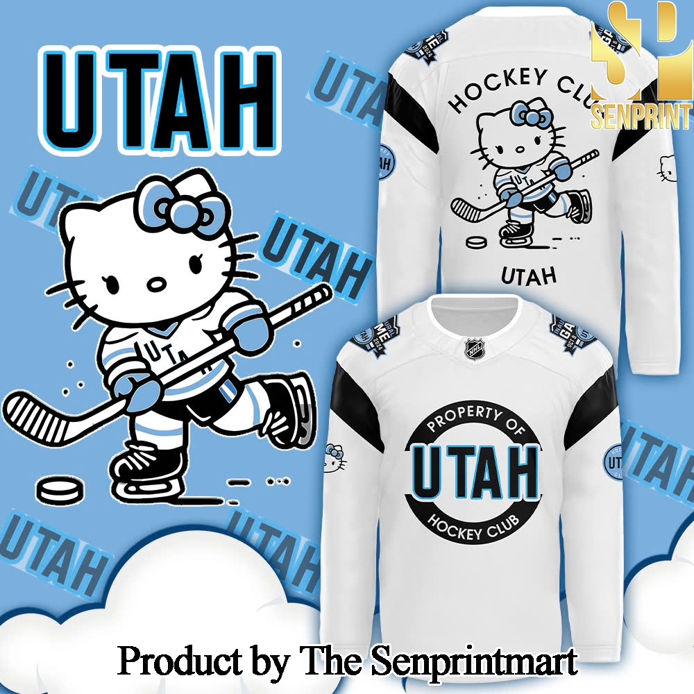 Utah Hockey Club x Hello Kitty 50th Anniversary For Sport Fans All Over Printed Hockey Jersey White SEN3115