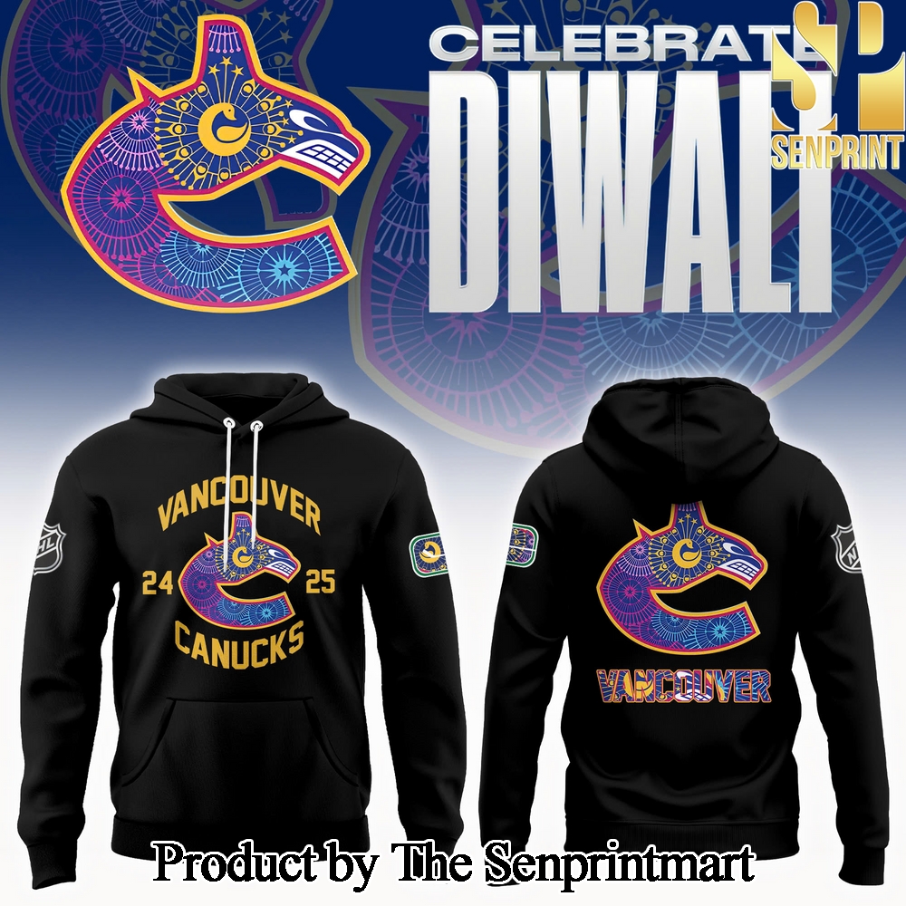 Vancouver Canucks Diwali Night 2024 For Sport Fans Full Printed Hoodie Black Color SEN3137