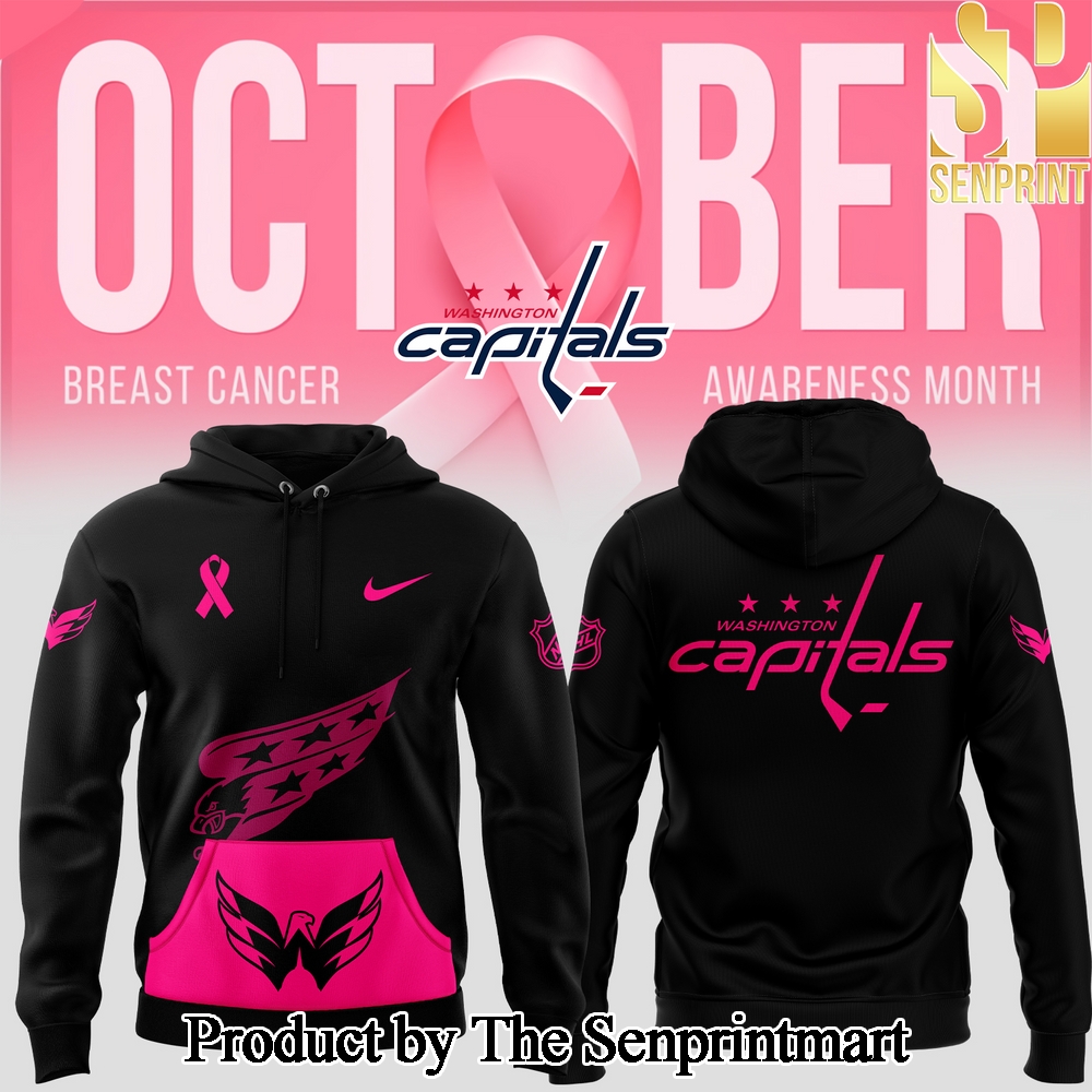 Washington Capitals 2024 NHL Breast Cancer Awareness Month Casual All Over Print Hoodie SEN3149