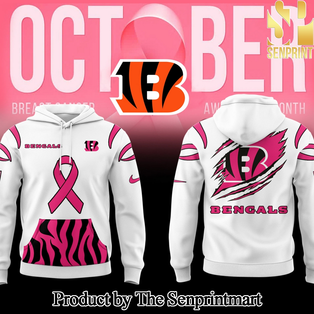 Cincinnati Bengals Breast Cancer Unisex All Over Printed Hoodie SEN2937