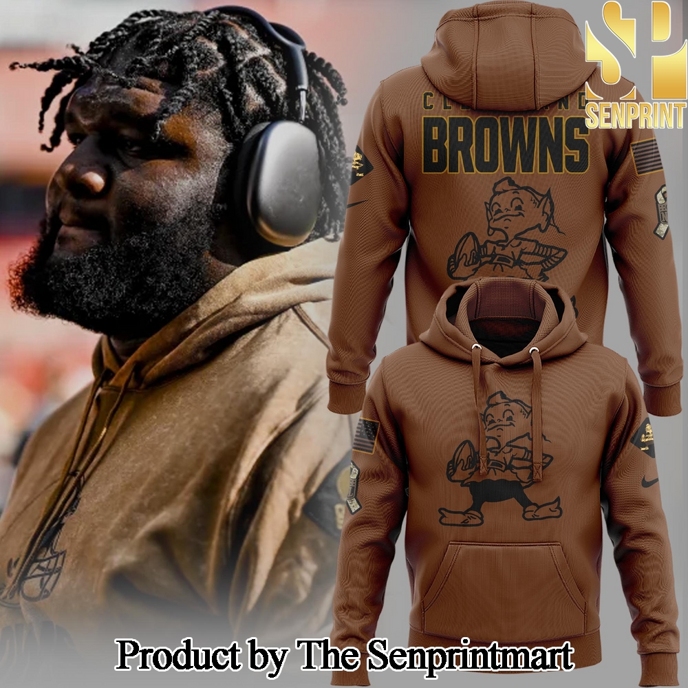 Cleveland Browns NFL Salute To Service Combo Hoodie Jogger Cap SEN3052