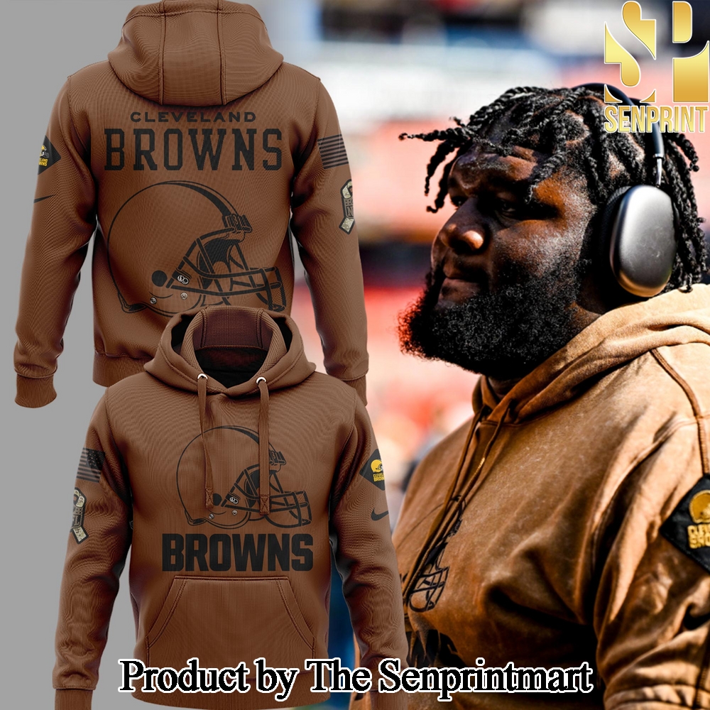 Cleveland Browns NFL Salute To Service Combo Hoodie Jogger Cap SEN3053