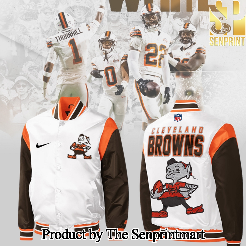 Cleveland Browns Wear Your White Bomber Jacket SEN3082