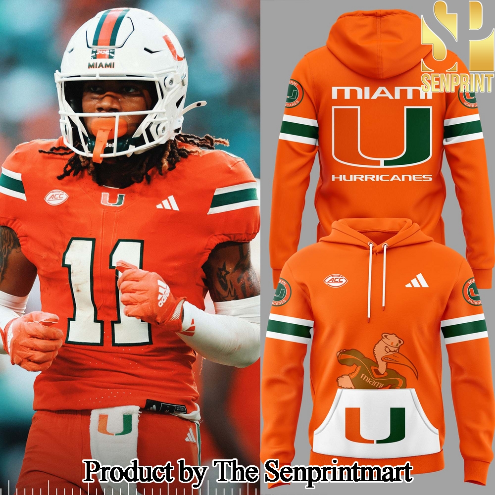 Miami Hurricanes Gift Ideas Full Printing Orange Hoodie SEN3271