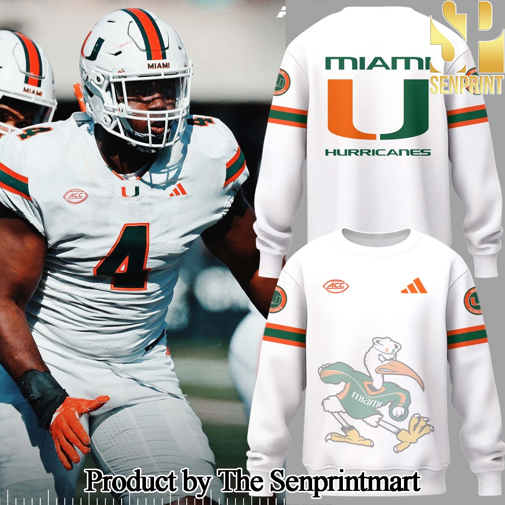 Miami Hurricanes Gift Ideas Full Printing White Sweatshirt SEN3272