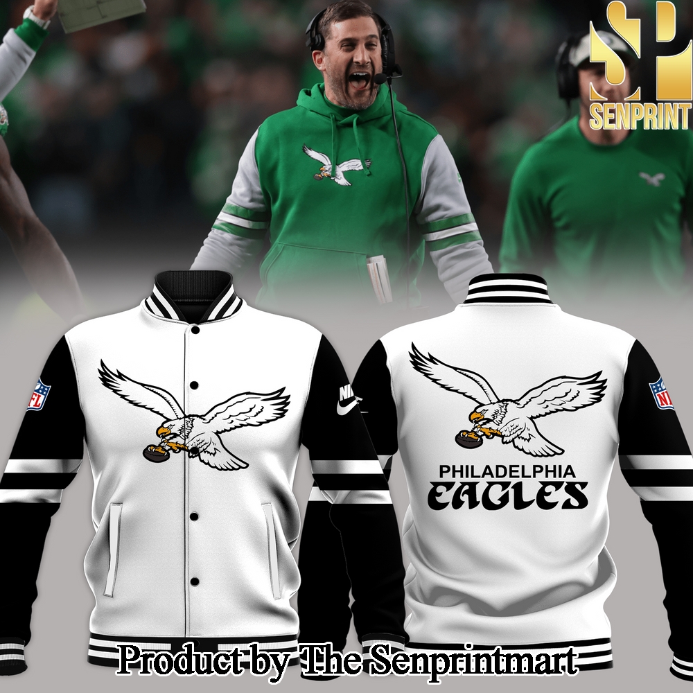 Philadelphia Eagles Coach Nicholas John Sirianni’s Eagles White Bomber jacket SEN3498