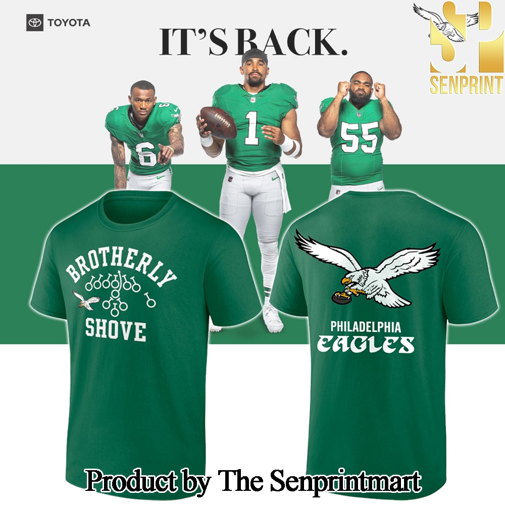 Philadelphia Eagles Kelly Green Brotherly Shove NFL Football Tshirts SEN3458