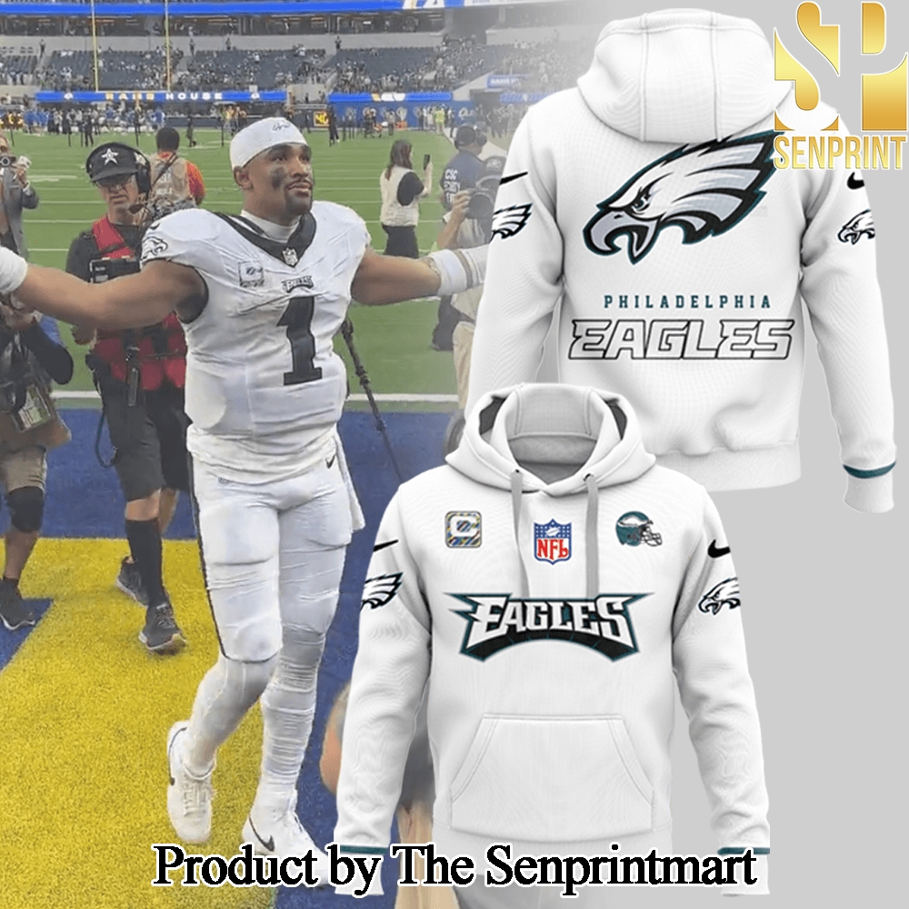 Philadelphia Eagles NFL football team Jalen Hurts Eagleswhite Hoodie SEN3482