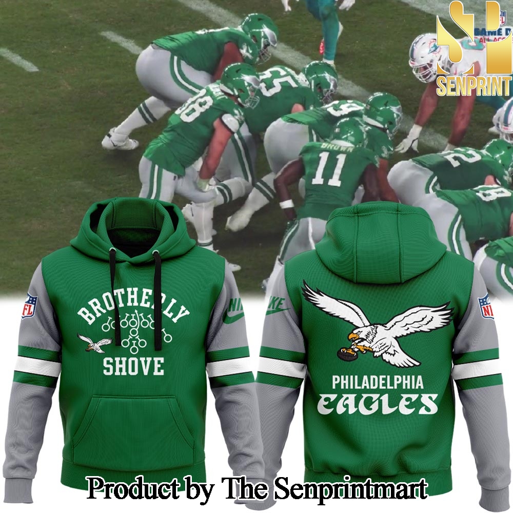 Philadelphia Eagles NFL Kelly Green Brotherly Shove Hoodie SEN3460