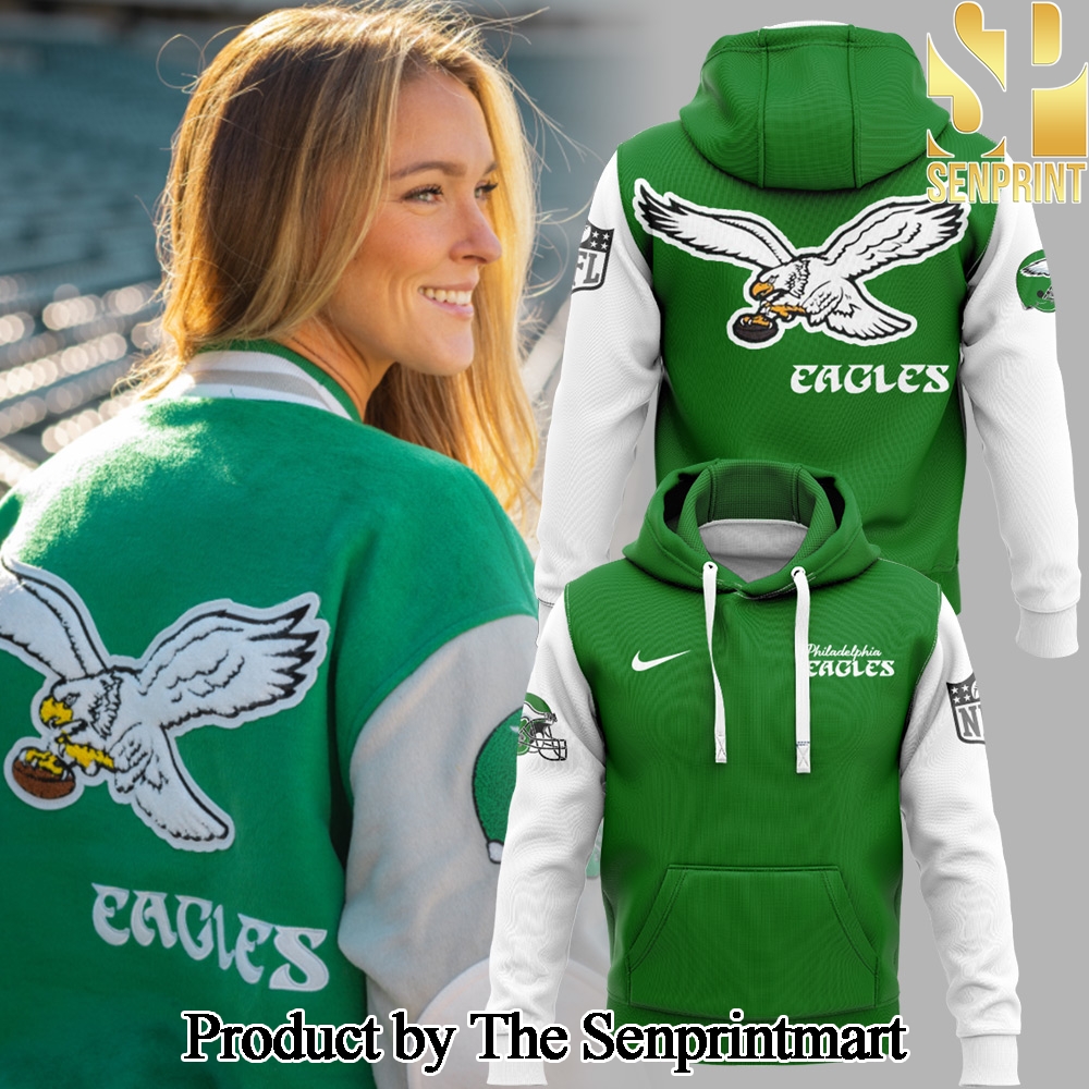 Philadelphia Eagles The iconic ’90s Letterman Jacket Kelly Green Hoodie SEN3471