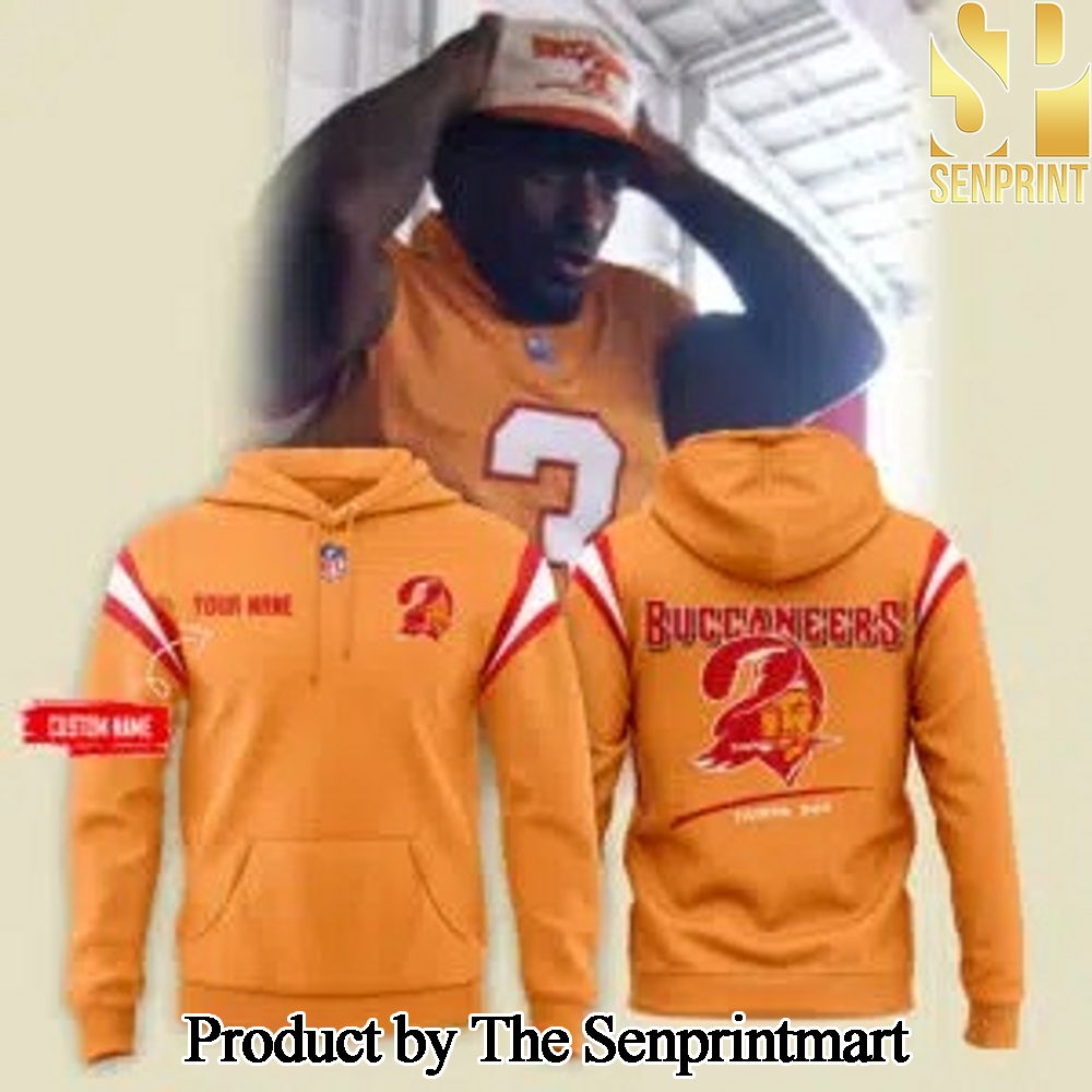 Tampa Bay Buccaneers Throwback Club Unique All Over Printed Pullover Hoodie x Orange SEN3531