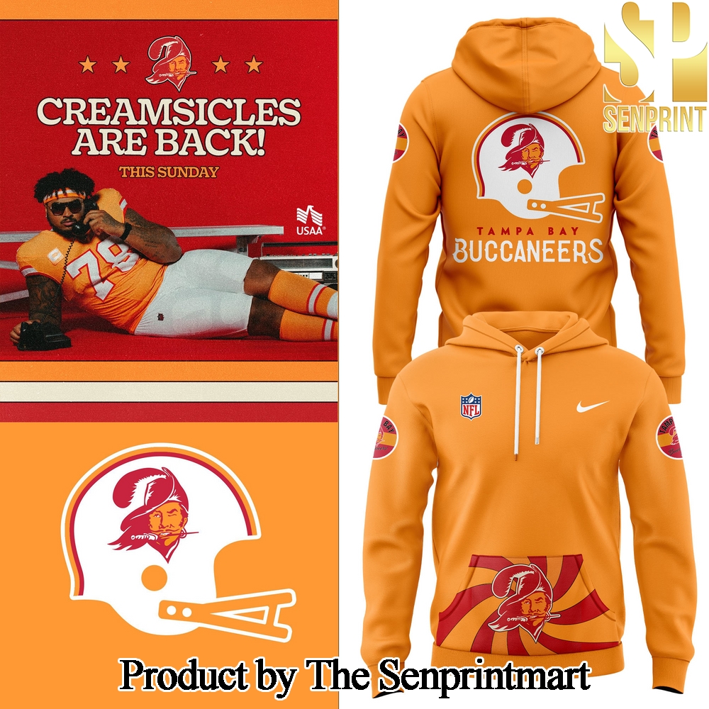 Tampa Bay Buccaneers Throwback Creamsicle Unisex All Over Printed Hoodie SEN3535