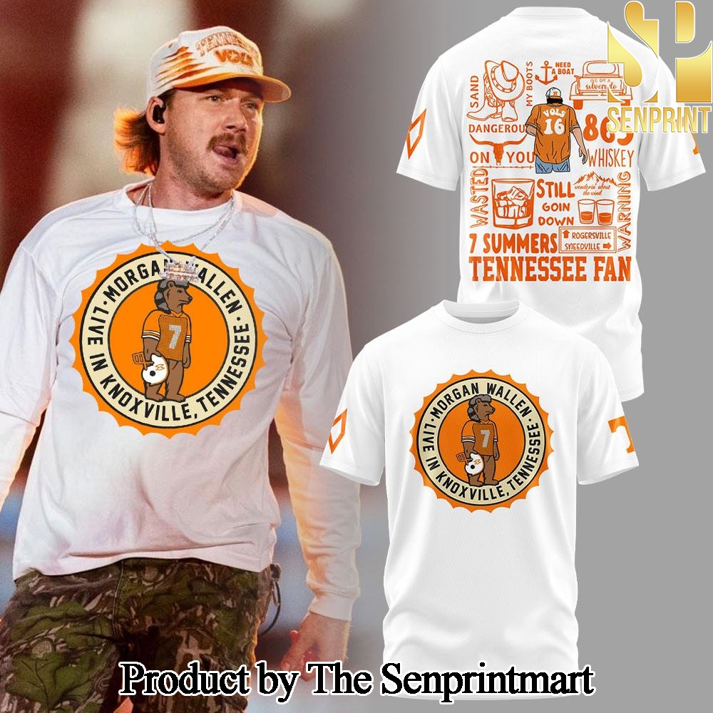 Tennessee Volunteers Morgan Wallen Live In Knoxville Tennessee White Gift Ideas All Over Printed Combo Shirt SEN2810