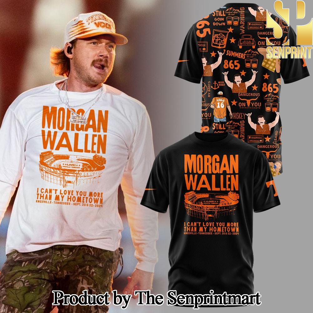 Tennessee Volunteers Morgan Wallen Live Knoxville Tennessee Sept 20 and 22 Black Gift Ideas All Over Printed Combo Shirt SEN2811