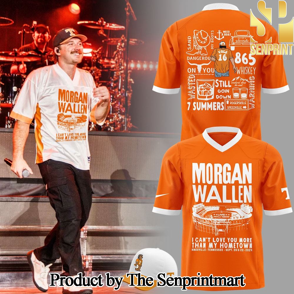 Tennessee Volunteers Morgan Wallen Live Knoxville Tennessee Sept 20 and 22 Football Oranger For Fans All Over Print Jersey Set SEN2812