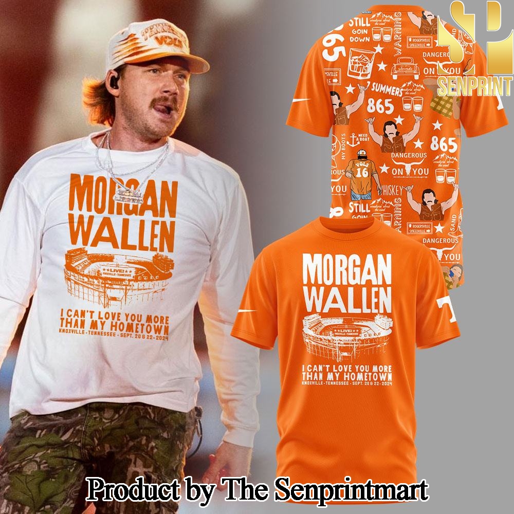 Tennessee Volunteers Morgan Wallen Live Knoxville Tennessee Sept 20 and 22 Oranger Gift Ideas All Over Printed Combo Shirt SEN2813