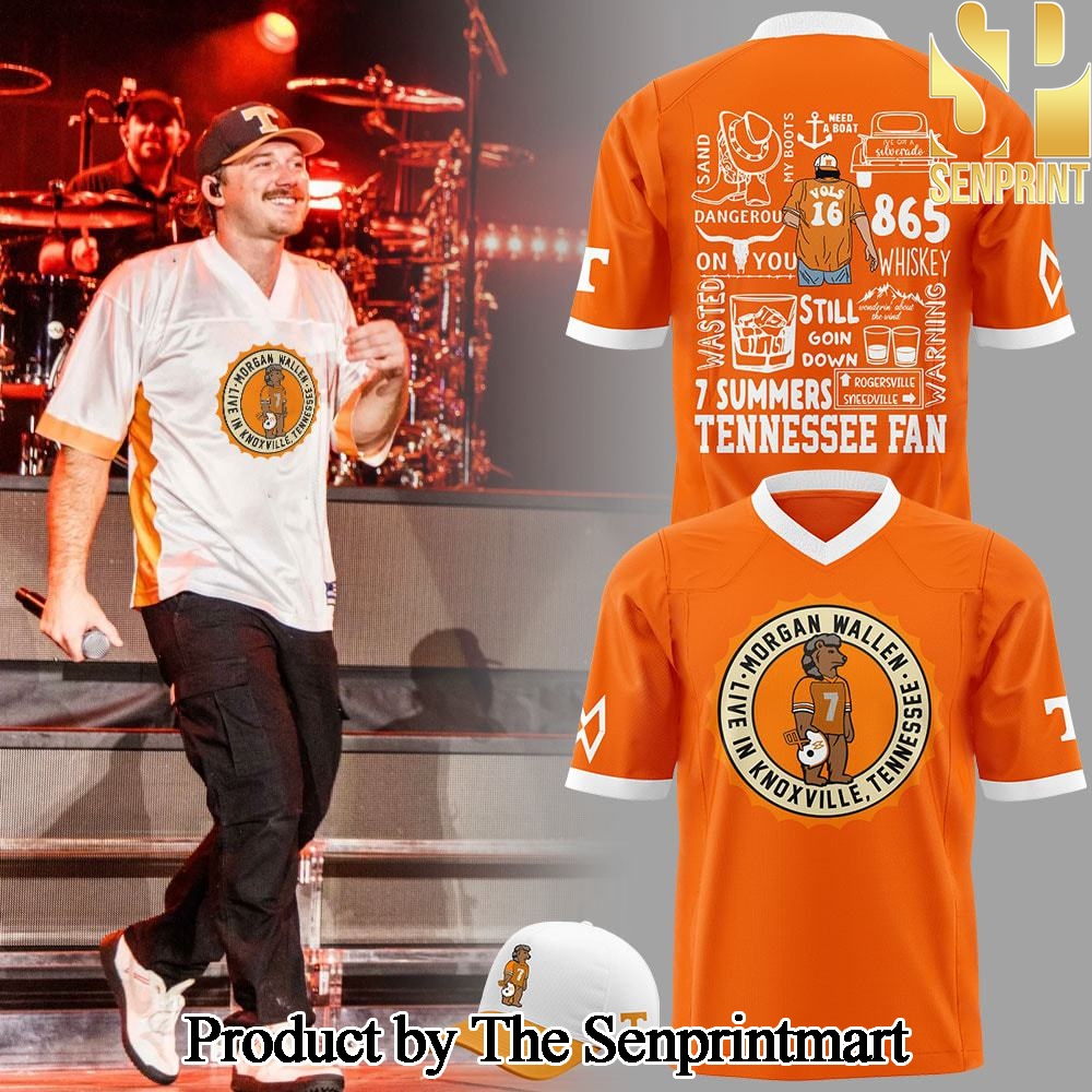 Tennessee Volunteers Sept 20 and 22 2024 Morgan Wallen Live In Knoxville Tennessee Volunteers Football Oranger For Fans All Over Print Jersey Set SEN2817