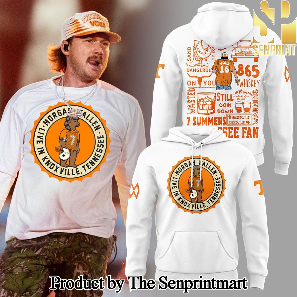 Tennessee Volunteers Sept 20 and 22 2024 Morgan Wallen Live In Knoxville Tennessee White Gift Ideas Full Printed Hoodie SEN2822