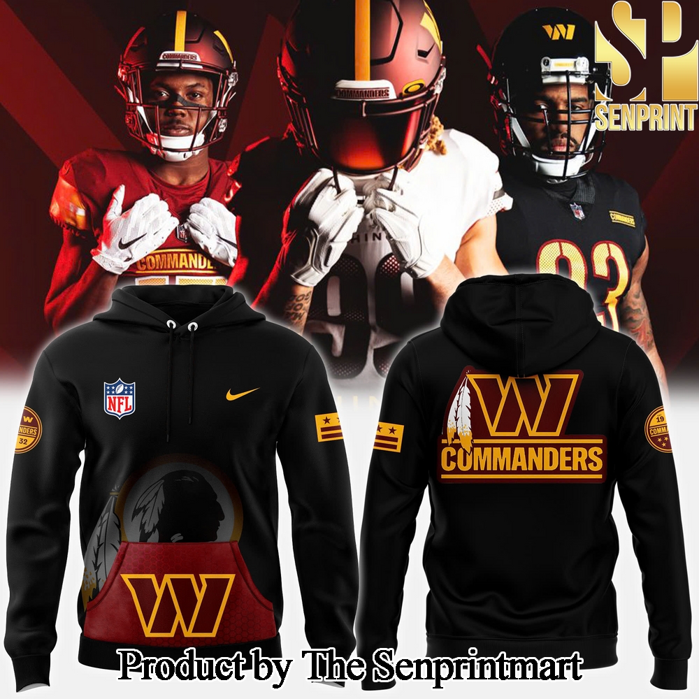 Washington Commanders Alternmate Helmet Unique All Over Printed Pullover Hoodie SEN3665