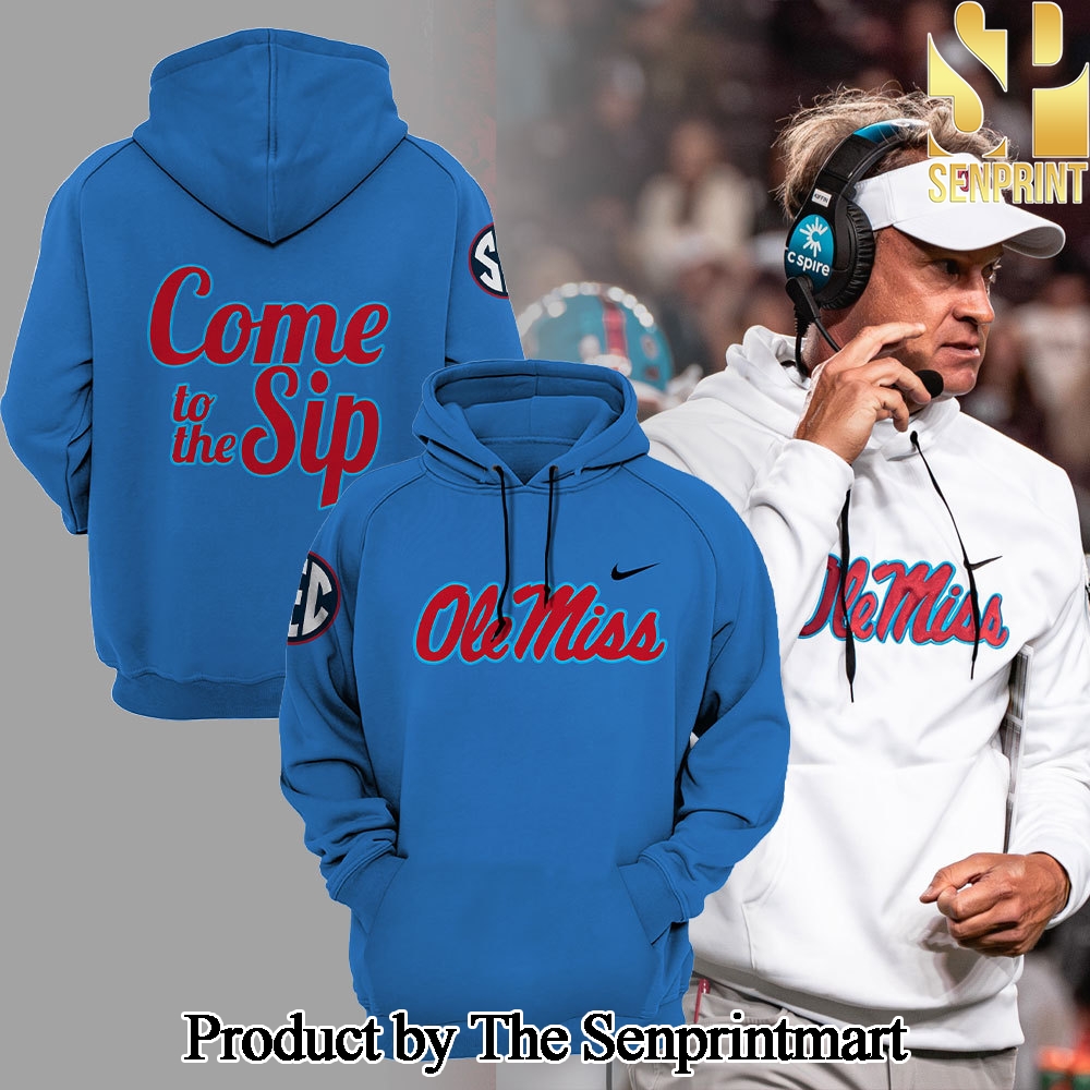 Ole Miss Rebels Come To The Sip Blue Hoodie Set SEN3362