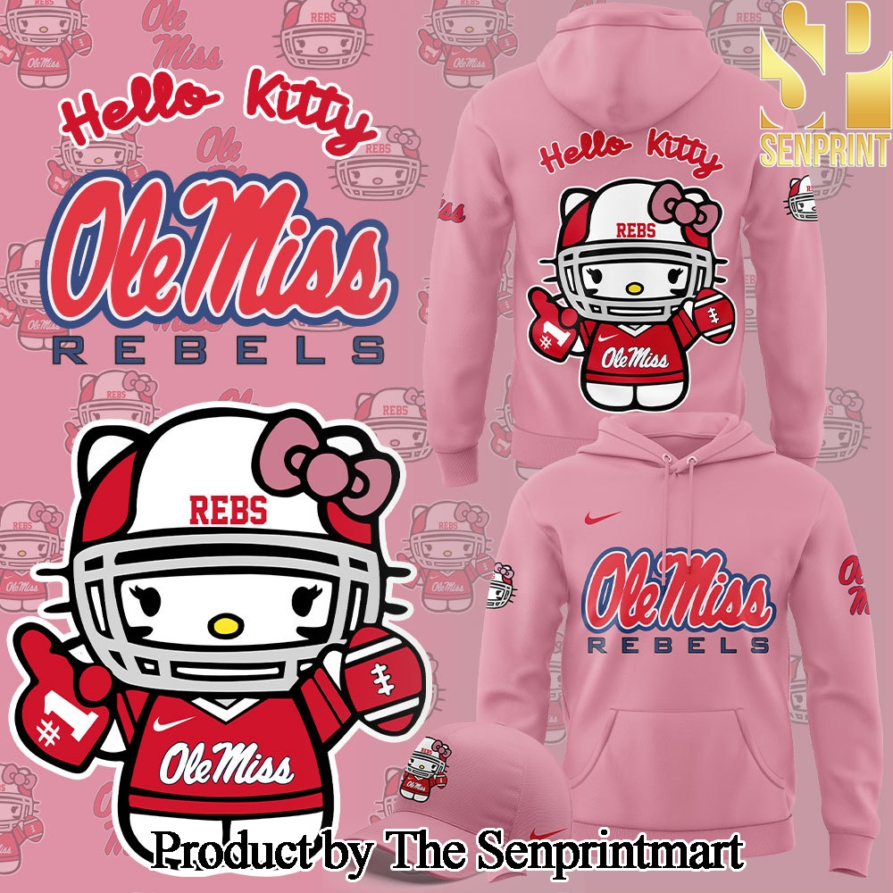 Ole Miss Rebels Football x Hello Kitty All Over Printed Hoodie SEN3346