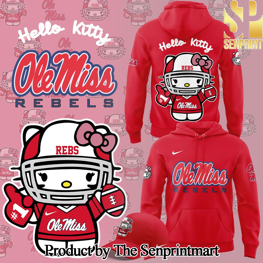 Ole Miss Rebels Football x Hello Kitty All Over Printed Hoodie SEN3349