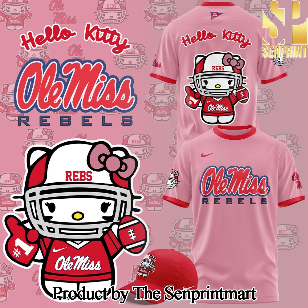 Ole Miss Rebels Football x Hello Kitty For Sport Fans 3D Combo T-shirt 2024 SEN3350