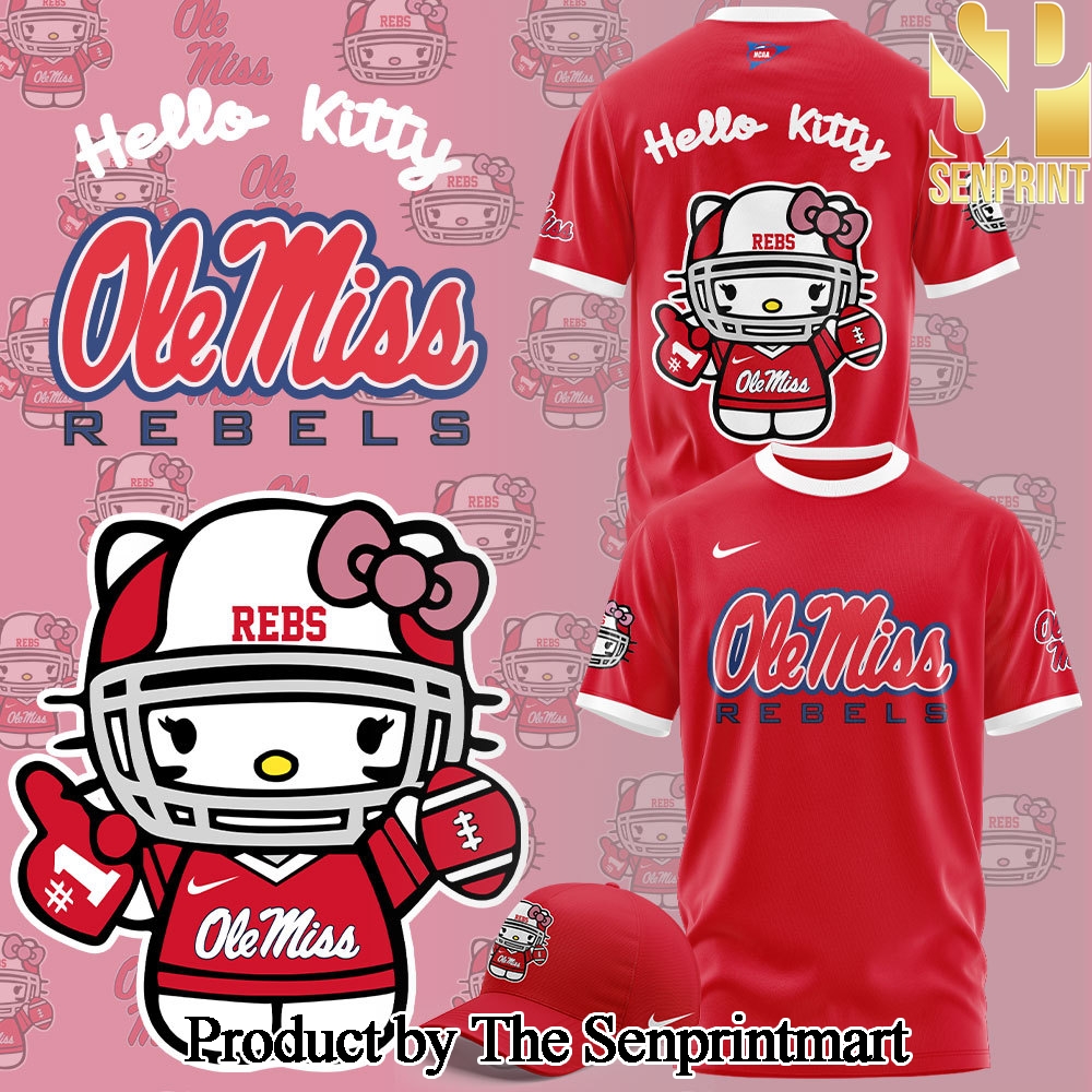 Ole Miss Rebels Football x Hello Kitty For Sport Fans 3D Combo T-shirt 2024 SEN3351