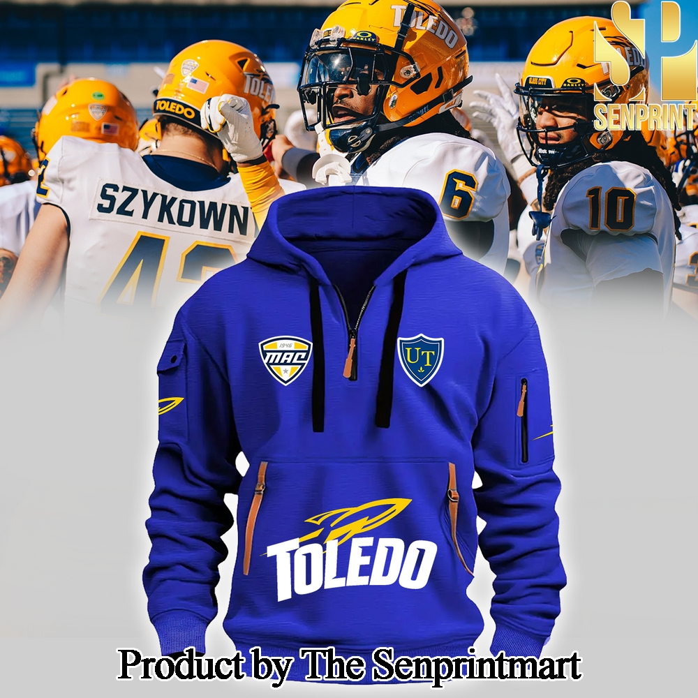 Toledo Rockets Football Half Zip Hoodies Blue SEN2183