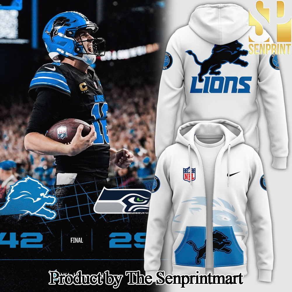 White Detroit Lions Alternate Helmet Gift Ideas Full Print Pullover Zip Hoodie SEN2044