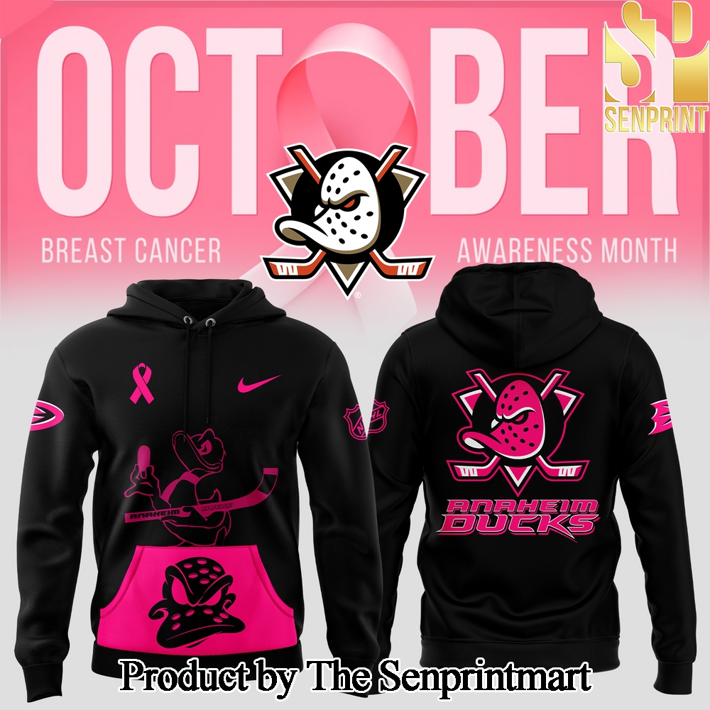 Anaheim Ducks 2024 NHL Breast Cancer Awareness Month Casual All Over Print Hoodie SEN2810