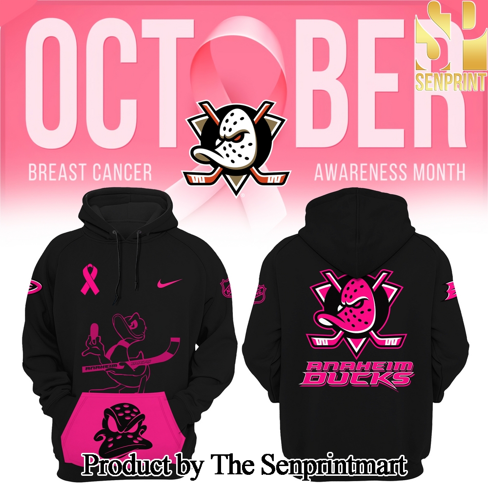 Anaheim Ducks 2024 NHL Breast Cancer Awareness Month Casual All Over Print Hoodie SEN2811