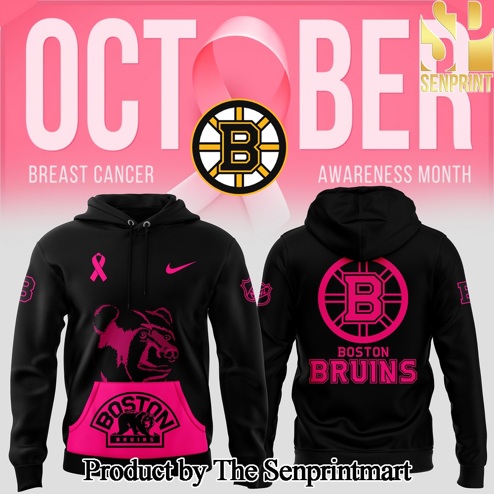 Boston Bruins 2024 NHL Breast Cancer Awareness Month Casual All Over Print Hoodie SEN2902