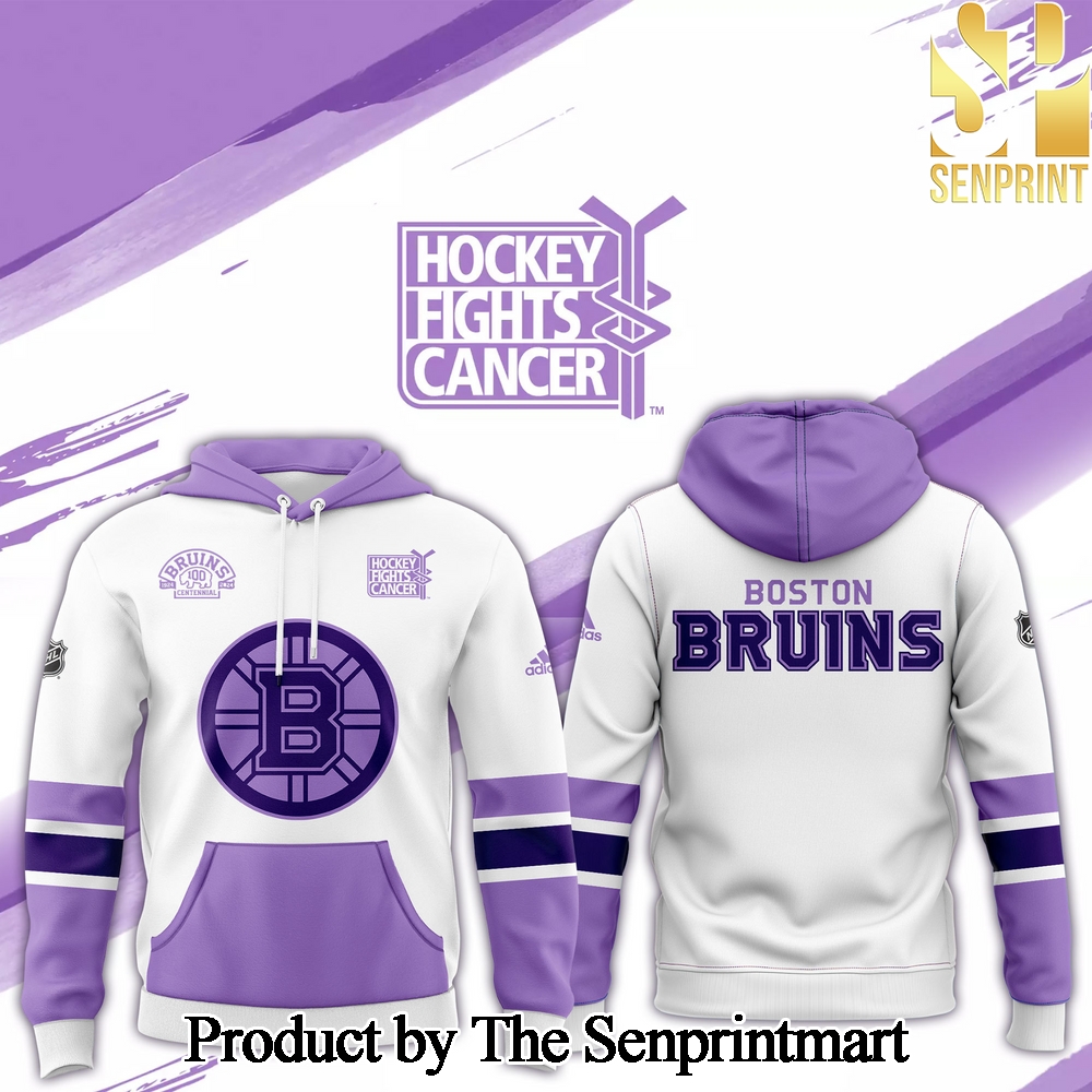 Boston Bruins Hockey Fights Cancer For Sport Fans All Over Printed Hoodie2024 SEN2908