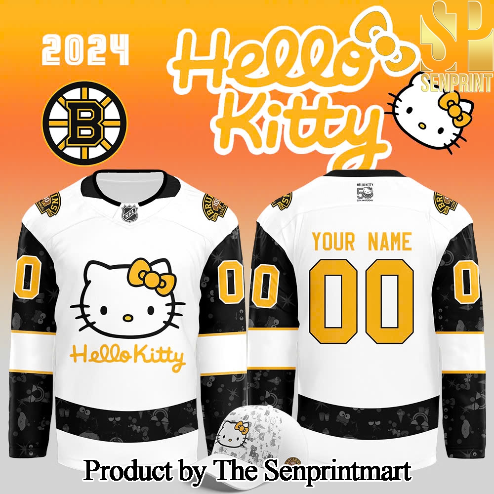 Boston Bruins x Hello Kitty 50th Anniversary Exclusive For Sport Fans 3D Jersey SEN2901