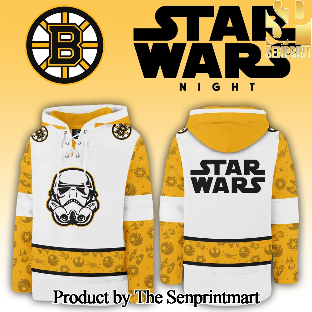 Boston Bruins x Star Wars Night For Fans Full Printing Lace Up Hoodie SEN2913