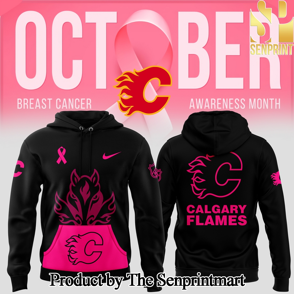 Calgary Flames 2024 NHL Breast Cancer Awareness Month Casual All Over Print Hoodie SEN2918