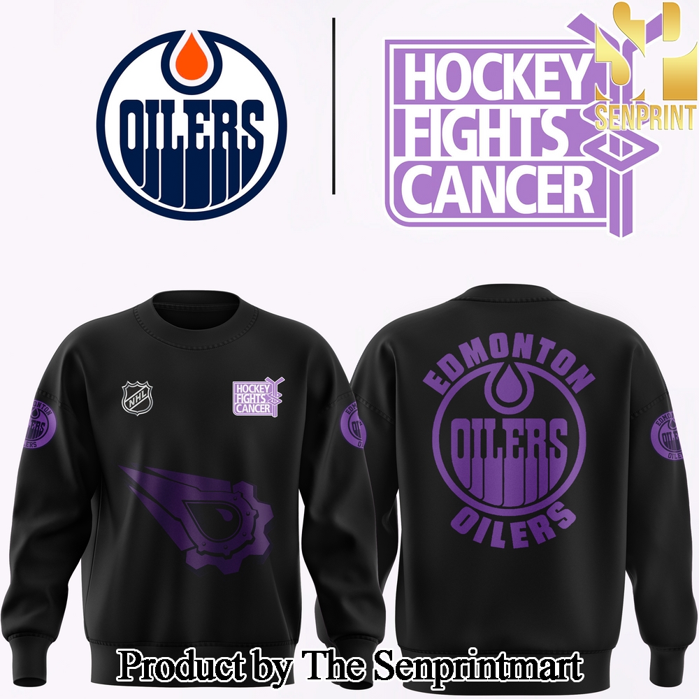 Edmonton Oilers 2024 Hockey Fights Cancer Full Printed Unisex Sweatshirt SEN2973