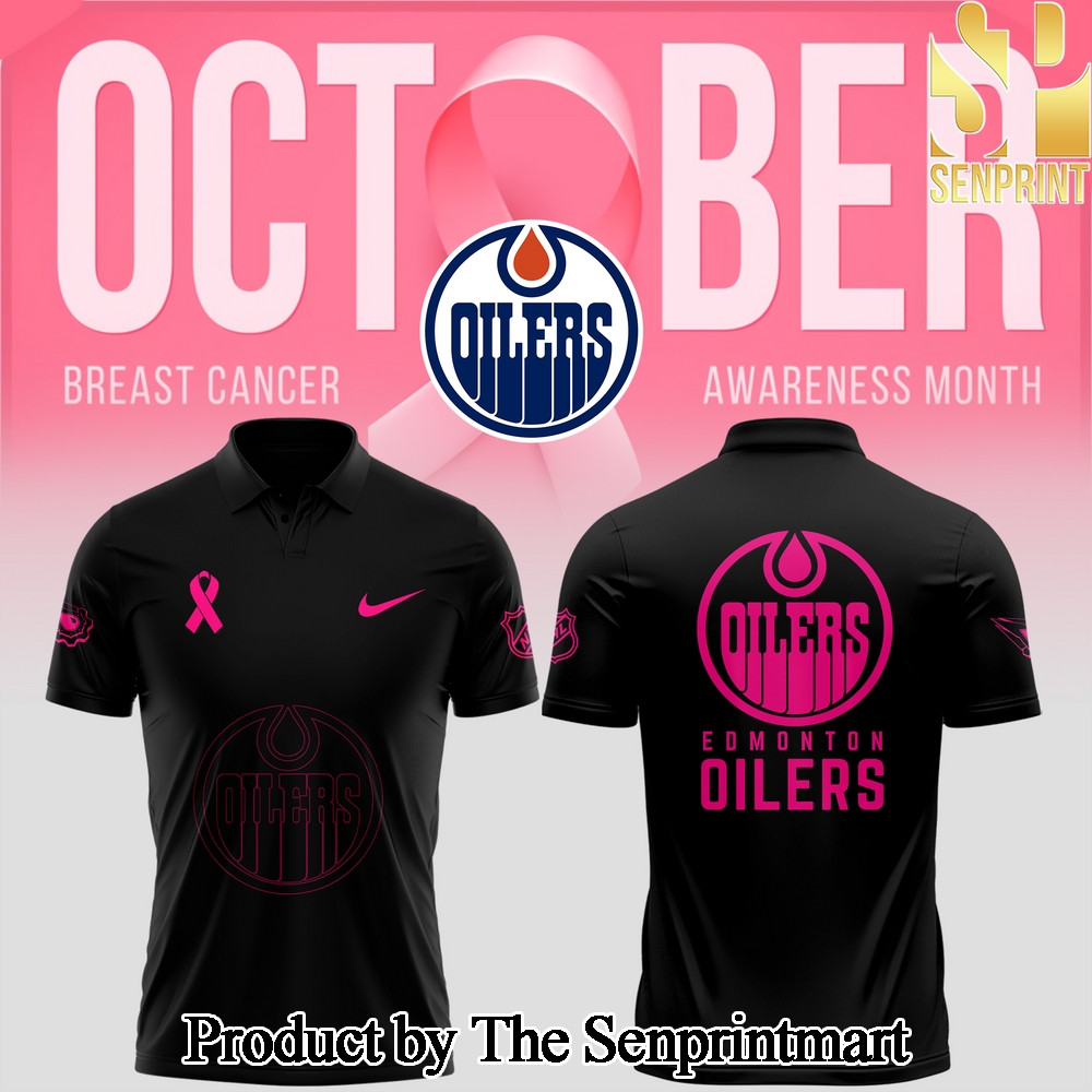 Edmonton Oilers 2024 NHL Breast Cancer Awareness Month Casual Full Printed Polo SEN2958