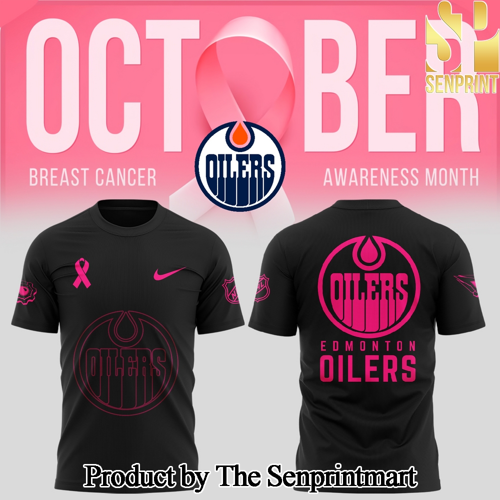 Edmonton Oilers 2024 NHL Breast Cancer Awareness Month Casual Full Printed Premium Tee SEN2957