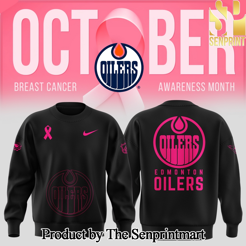 Edmonton Oilers 2024 NHL Breast Cancer Awareness Month Casual Full Printed Sweatshirt SEN2960