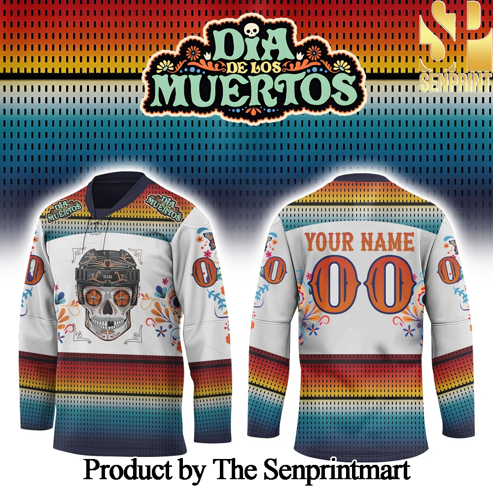 Edmonton Oilers Dia De Los Muertos Custom For Sport Fans All Over Printed Hockey Jersey SEN2942