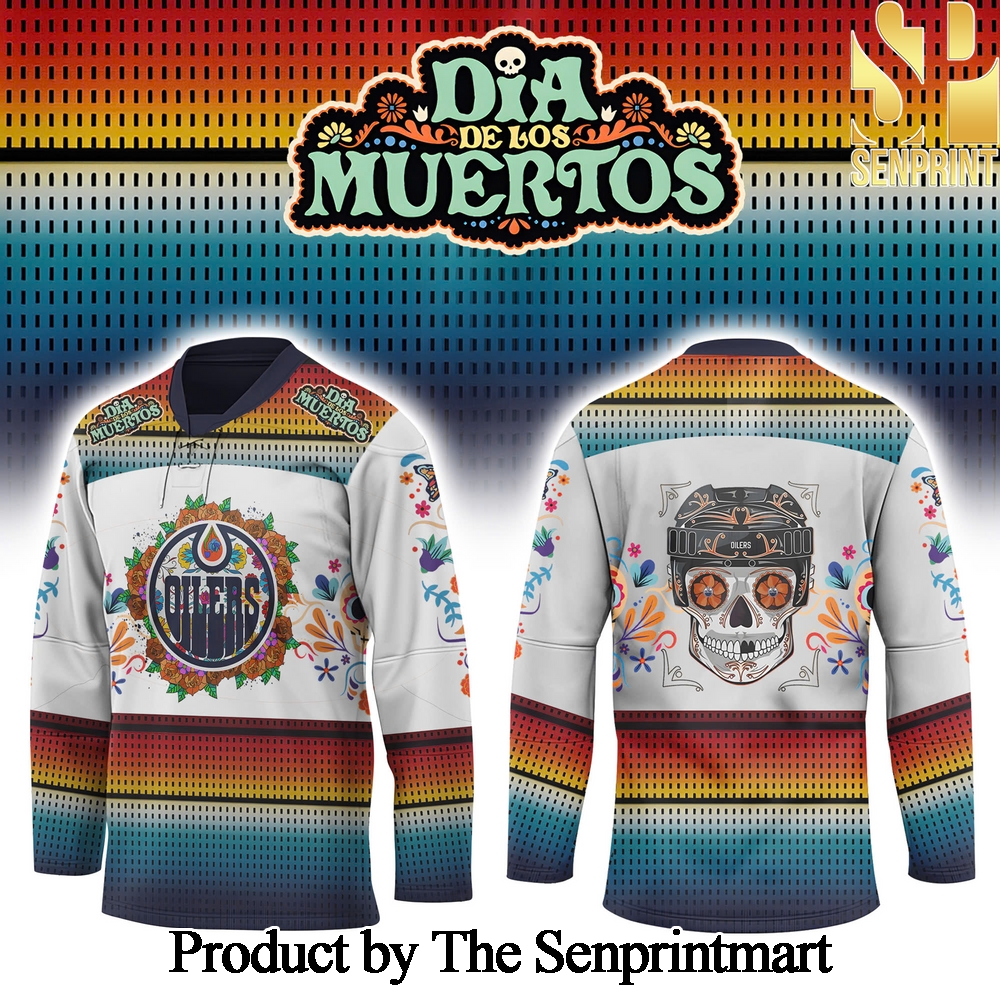 Edmonton Oilers Dia De Los Muertos Premium For Sport Fans All Over Printed Hockey Jersey SEN2952