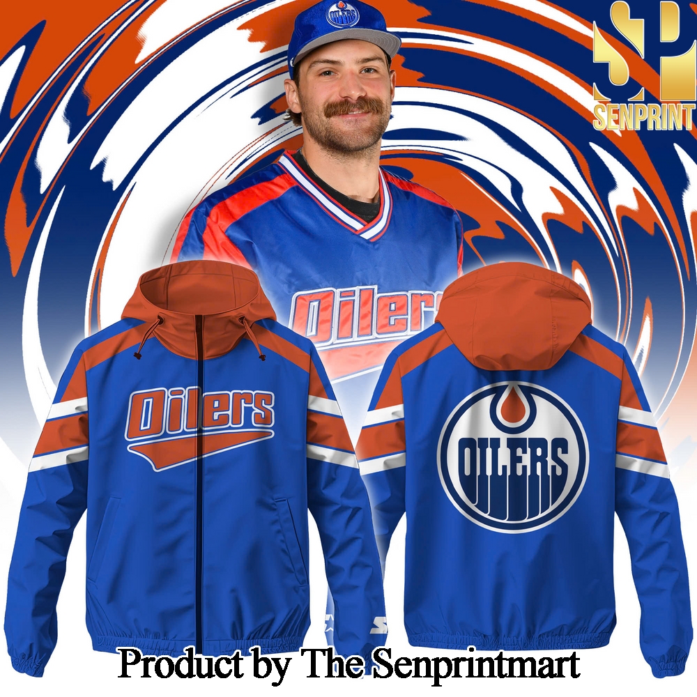 Edmonton Oilers Premium For Sport Fans 3D Hooded Wind Jacket SEN2946