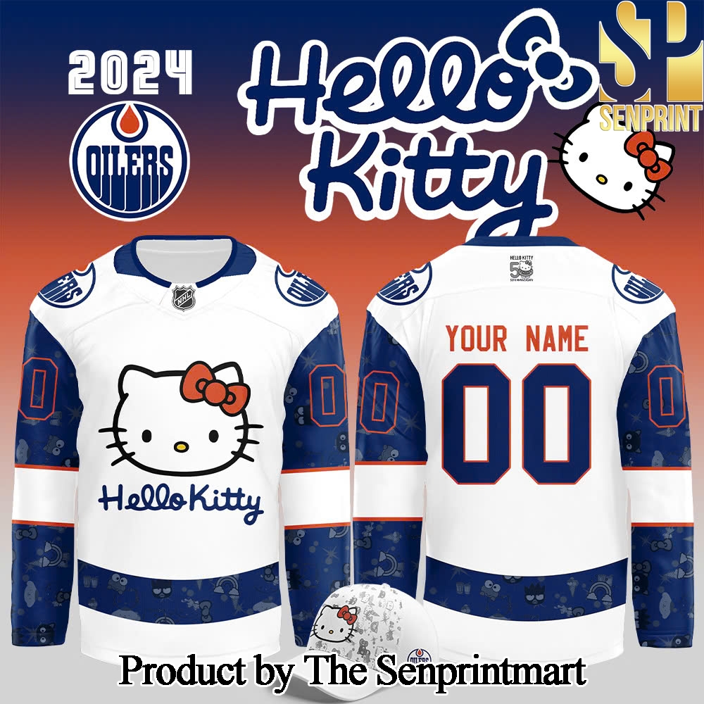 Edmonton Oilers x Hello Kitty 50th Anniversary Exclusive For Sport Fans 3D Jersey SEN2982