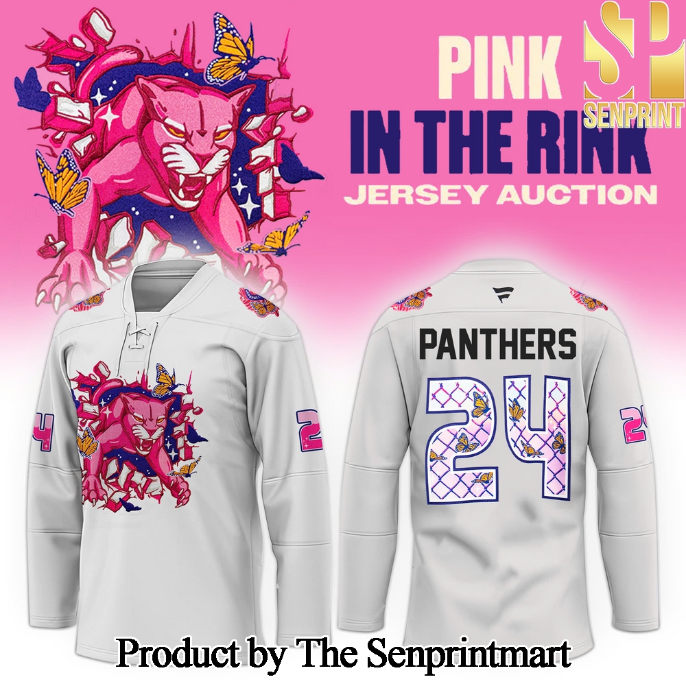 Florida Panthers Pink In The Rink All Over Printed Hockey Jersey White Color SEN2988