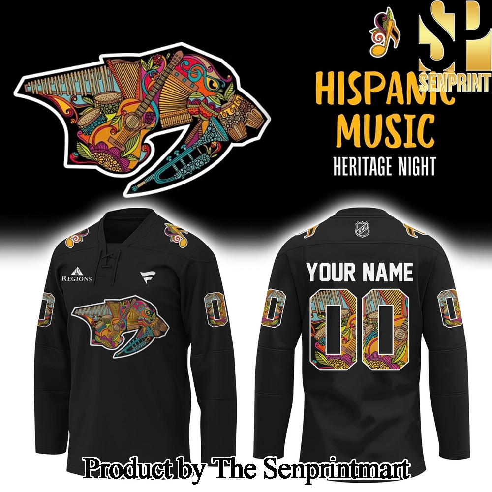 Nashville Predators Hispanic Music Heritage Night 2024 Casual 3D Custom For Sport Fans All Over Printed Hockey Jersey SEN3021