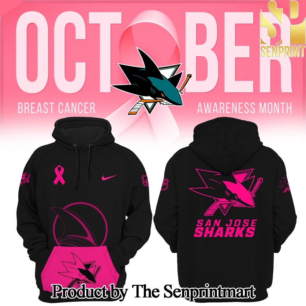 San Jose Sharks 2024 NHL Breast Cancer Awareness Month Casual All Over Print Hoodie SEN3041