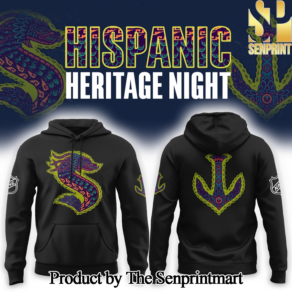 Seattle Kraken Inaugural Hispanic Heritage Night Combo Hoodie Jogger Cap SEN3058