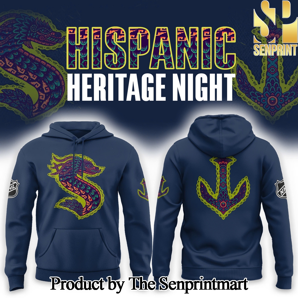 Seattle Kraken Inaugural Hispanic Heritage Night Combo Hoodie Jogger Cap SEN3060